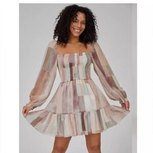 NWOT WILFRED Revolve Tempest Dress Square Neck Long Sleeve  Ruffle Skirt M